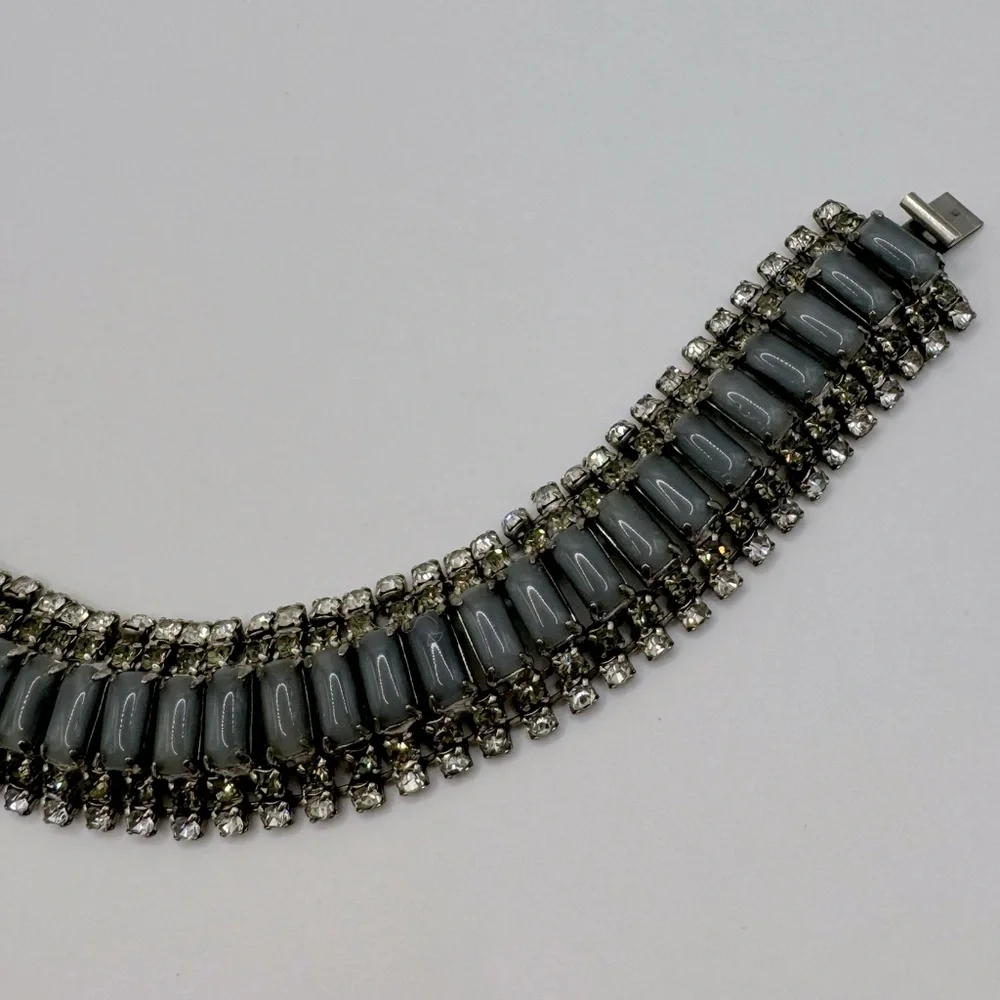 VINTAGE Glass & Crystal Statement Bracelet